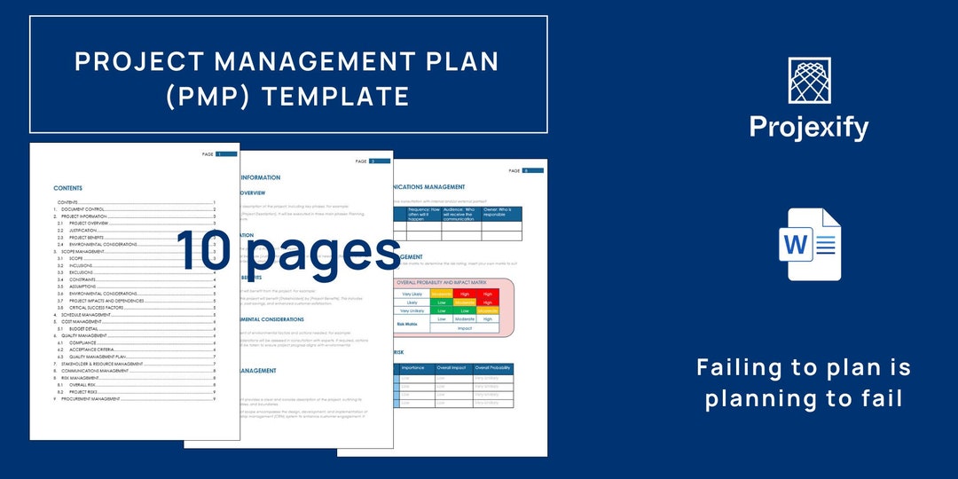 Project Management Plan Template for Project Managers PMP Template
