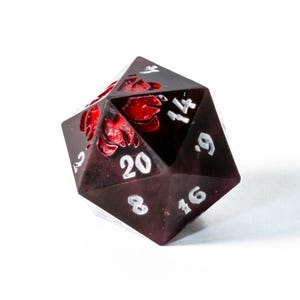 Hellbloom - Handmade Single D20 Die - Sharp Edge Tabletop Gaming Dice D&D TTRPG