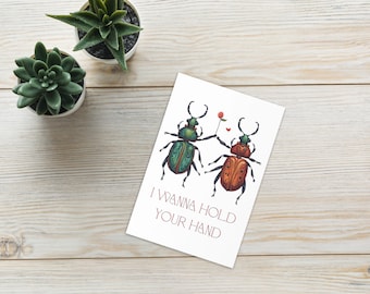 Beetles Beatles Card for Music Lovers, Pun Enthusiasts, Blank Inside Greeting Card, Anniversary Card