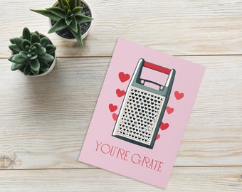 Wortspiel-Karte für Jahrestag oder Geburtstag, ""You're Grate"", Chefkoch oder Food Lover Karte, Valentinstag, Foodie Valentine."