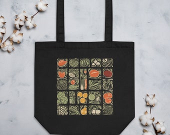 Farmer's Market Block Print Organic Eco Tote Bag