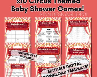 Paquete de juegos para baby shower, juegos de preguntas y respuestas para bebés imprimibles, plantilla digital de Canva para descargar, paquete personalizado para baby shower, archivo de predicciones para bebés