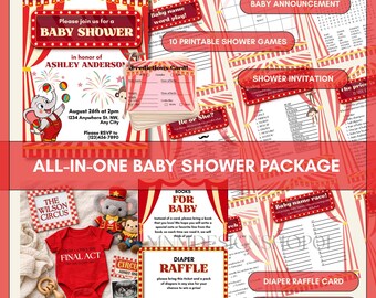 Paquete editable para baby shower, plantilla personalizada de Canva, 10 juegos, invitación, paquete de anuncio de bebé, descarga digital instantánea, predicciones de bebé