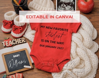 Plantilla minimalista de Canva para anunciar el embarazo de un bebé, descarga digital para profesores, publicación neutra en cuanto al género para padres primerizos, ecografía