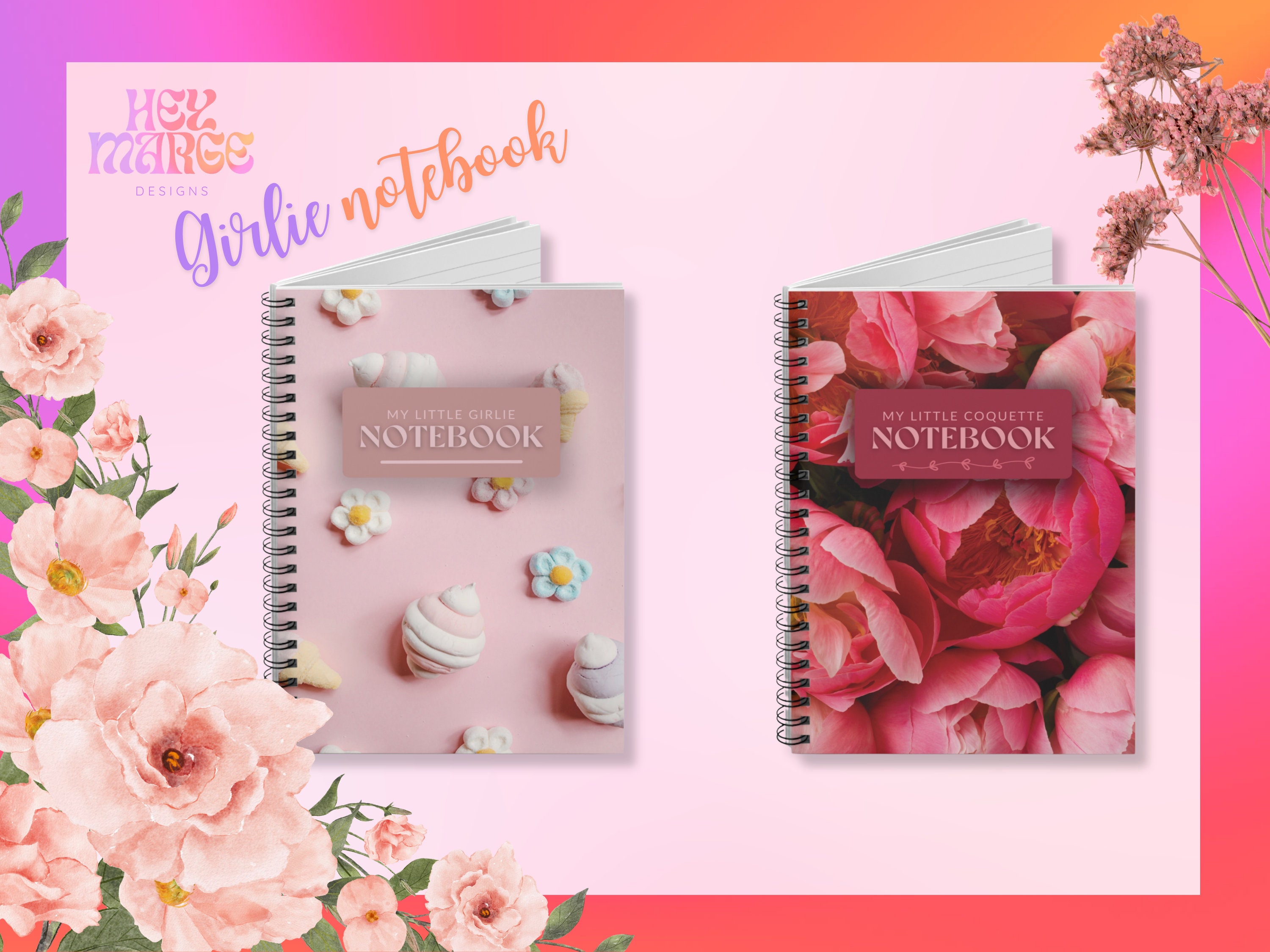 Coquette Journal: Hardcover, Aesthetic Diary For Teen Girls, Lined Notebook  For Writing, Pink, Floral: Creative, Inspired Life: : Books