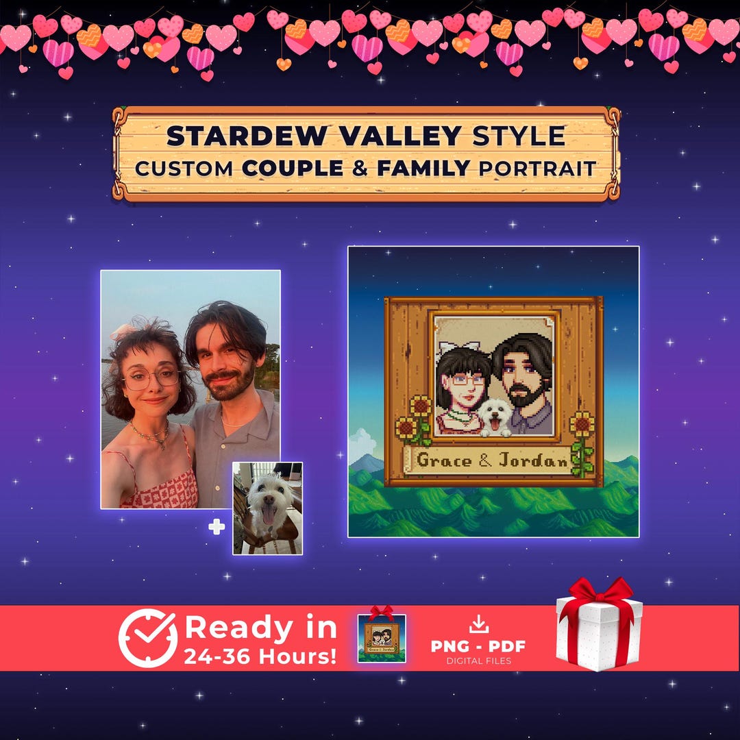Custom Stardew Valley Style Pixel Art Portrait - Etsy