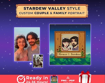 Niestandardowy portret w stylu Stardew Valley w pikselowej grafice
