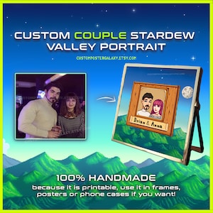 Custom Couple STARDEW VALLEY Portrait, Personalized Custom/Duo Poster, Stardew Valley Poster, Pixelated Couple Poster, Stardew Valley