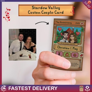 Aangepaste paar en gezin STARDEW VALLEY-stijlkaart, aangepaste Stardew Valley-kaarten, gepersonaliseerde Stardew Valley-kaart, aangepaste pixelart