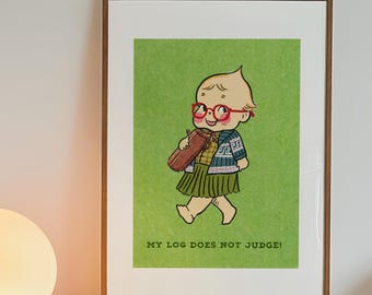 Twin Peaks Log Lady Kewpie Print: Risograph Inspired Poster (Digital Download)