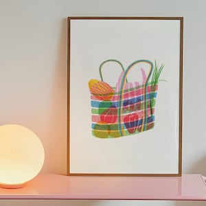 Taiwan Gaji striped Bag Art Print: Nostalgic Taiwanese Fruit Illustration (Digital Download)
