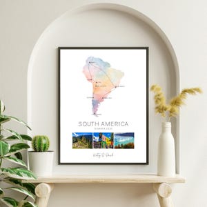 Personlig resekarta över Sydamerika - Roadtrip-rutt med foton och anpassningsbara alternativ! Väggkonst, Semester, Tur, Poster, Resesouvenir