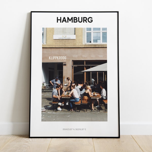 Hamburg Poster, Reisen, Travel Print, Heimatliebe, Kunstdruck, Koordinaten Bild, Typografie, Minimalismus