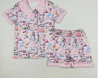 Taylor Swift Pajama Sets- Kids- Light Pink