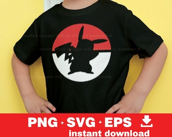 Pikachu shirt birthday boys pokemone pokeball tshirt ash pikachu svg png download pokemons silhouette cutting