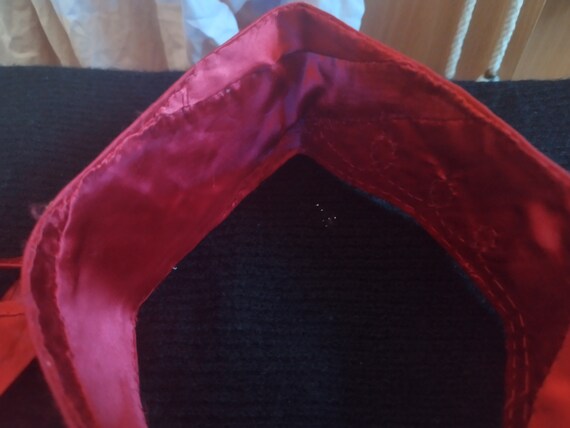 1940 Vintage Red Silk Embroidered Headband Hungar… - image 2