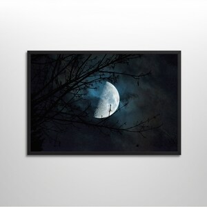 Sternenklare Nacht gerahmtes Poster, Halbmond, Universum, Kunst