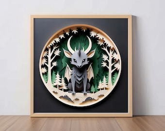 Jersey Devil Art Print: Cryptid Papercut-Style Digital Artwork, Pine Barrens Folklore Wall Decor, Gift for Monster and Myth Lovers, Goatman