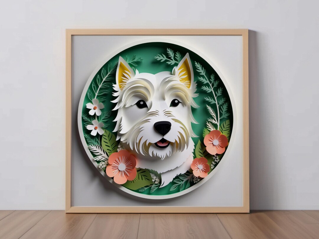 West Highland White Terrier Art Print: Westie Papercut-style Wall Art ...