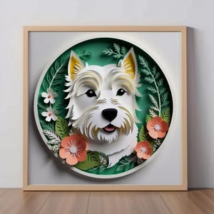 West Highland White Terrier Art Print: Westie Papercut-Style Wall Art, Cute Dog Lover Gift, Pet Portrait, Terrier Owner, Pet Loss Memorial
