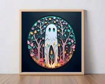 Fresno Nightcrawler Cute Cryptid Papercut Art Print: Monster, Cryptid Fan Gift, Wall Decor, Unique Alien Digital Artwork, Ghost Poster