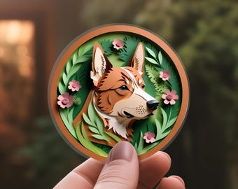 Australian Cattle Dog Sticker: Red Heeler Papercut Style Art, Cute ACD Lover Gift, Unique Pet Loss Memorial, Bluey Decal, Bingo, Ticked