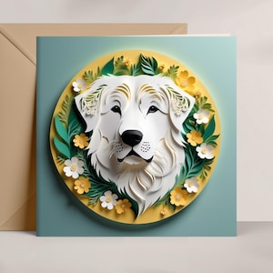 Great Pyrenees Greeting Card: Pyr Papercut-Style Dog Art, 5x5 Square Card with Envelope, Pet Loss Memorial, Dog Adoption Gift, Sympathy Card
