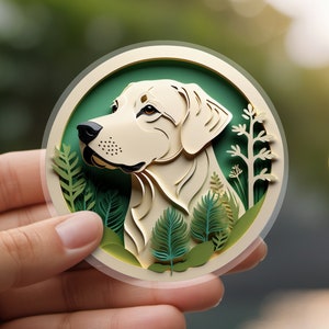 Labrador Retriever Sticker: Yellow Lab Papercut Style Art, Cute Dog Lover Gift, Unique Pet Loss Memorial, Transparent Vinyl Decal, Dog Mom