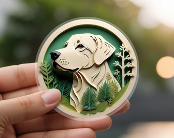 Labrador Retriever Sticker: Yellow Lab Papercut Style Art, Cute Dog Lover Gift, Unique Pet Loss Memorial, Transparent Vinyl Decal, Dog Mom