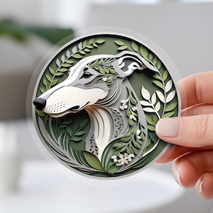 Greyhound Sticker: Blue Greyhound Papercut Style Art, Cute Dog Lover Gift, Unique Pet Loss Memorial, Whippet, Italian Greyhound, Gray