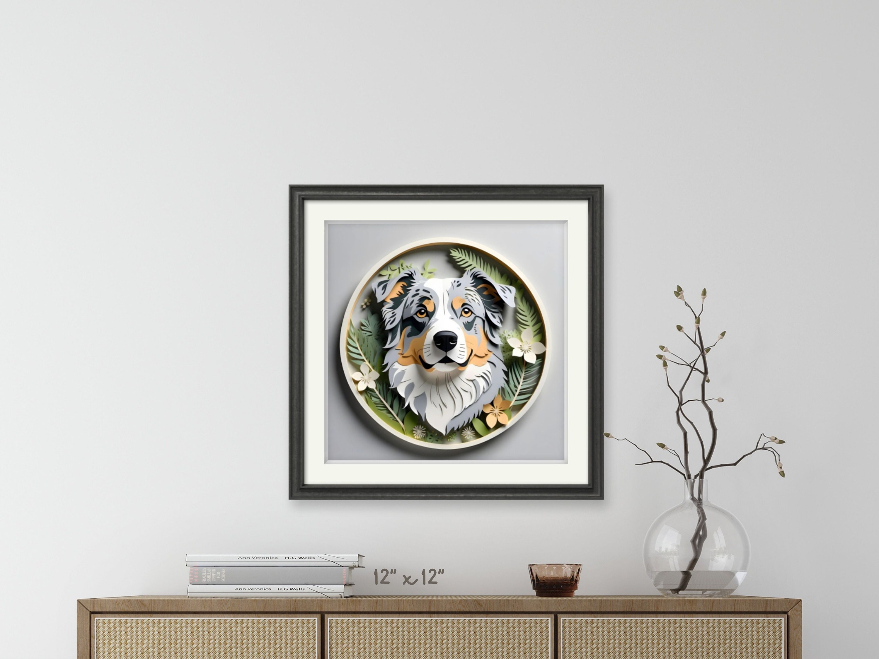 Australian Shepherd Papercut Art: Blue Merle Aussie Dog Print, Dog ...
