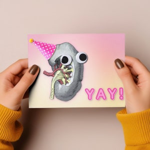 Party Kidney Greeting Card - for Kidneyversary, Transplant Anniversary, Nephrology, Medical Specialty, Match Day, Med Student - Funny Unique