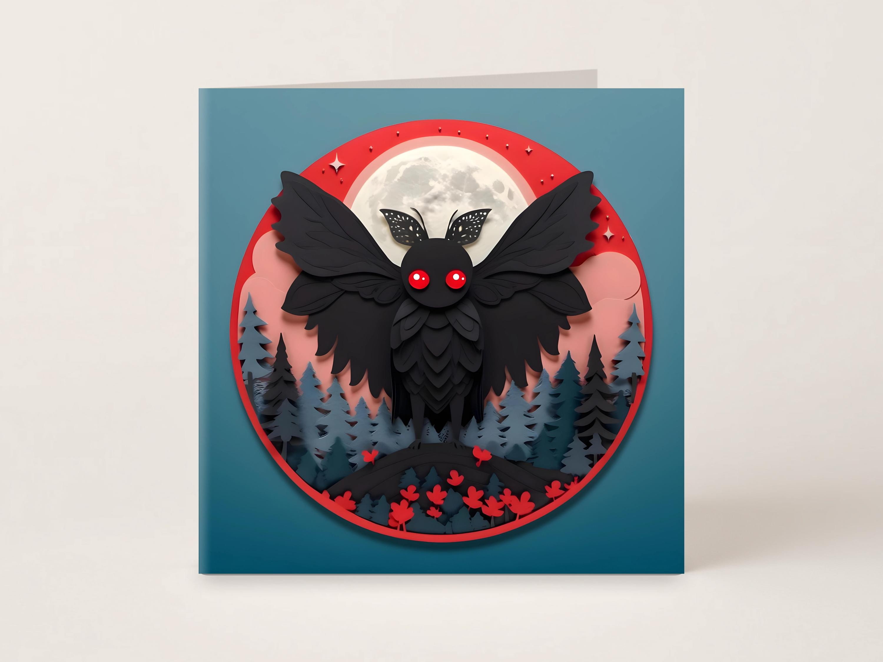 Mothman Greeting Card: Cryptid Papercut-style Art, 5x5 Square Card and ...