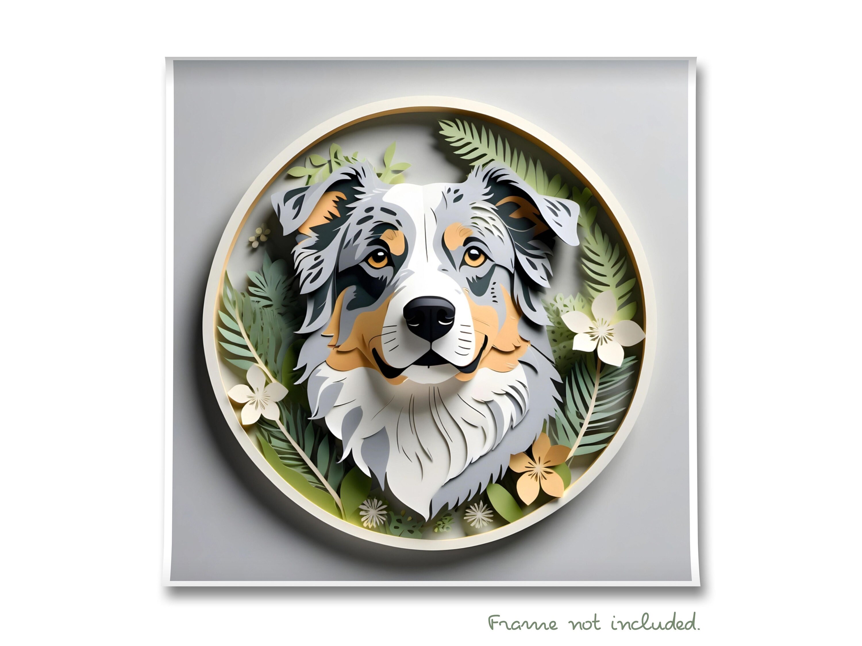 Australian Shepherd Papercut Art: Blue Merle Aussie Dog Print, Dog ...