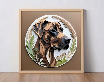 Great Dane Art Print: Brindle Dane Papercut-Style Wall Decor, Dog Lover Gift, Unique Pet Portrait, Pet Loss Memorial, Dog Dad and Mom