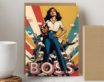 Boss Babe Greeting Card: “Carla” Strong Women Notecard, Girl Power, Empowerment, Congratulations, Women in STEM, Business, Latina, Hispanic