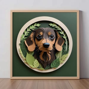 Dachshund Art Print: Chocolate and Tan Doxie Papercut-Style Illustration, Wiener Dog Wall Decor, Gift for Dog Moms and Dads, Pet Portrait