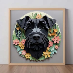 Miniature Schnauzer Art Print: Black Schnauzer Papercut-Style Artwork, Unique Dog Lover Decor, Terrier Owner Decor, Pet Portrait
