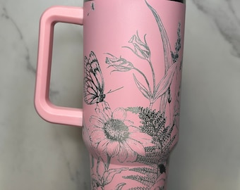 40oz Tumbler Engraved - Butterfly Garden