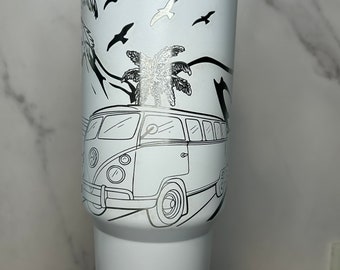 40oz Tumbler Engraved - Beach Vines in a Van