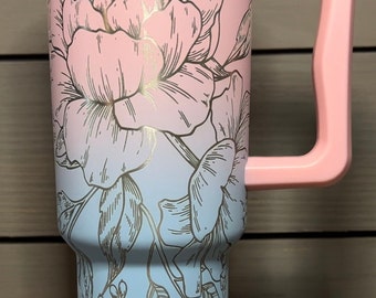 40oz Simple Modern Trek Engraved - Peony