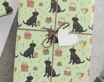 Black Labrador Retriever Gift Wrap - Fun Loving Black Labradors on Birthday Gift Wrapping Paper, Dog Lover's Gift Wrap for Lab Caregivers!