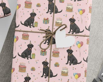Black Labrador Retriever Gift Wrap - Fun Loving Black Labradors on Birthday Gift Wrapping Paper, Dog Lover's Gift Wrap for Veterinarians