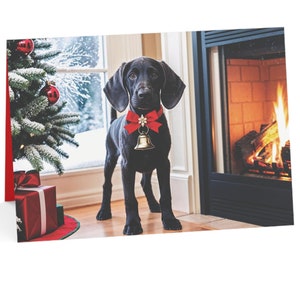 Cartões de Natal Weimaraner Pretos 50-ct Sem Legenda - Cartões de Natal Weimaraner Pretos 7"x5" (50 unidades)