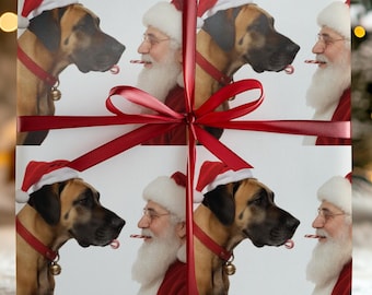 Kitz Deutsche Dogge Geschenkverpackung für die Feiertage! Deutsche Dogge gegen Santa, lustiges Hundegeschenkpapier, Hundebesitzer Geschenke, Hundemama Geschenke, Hundepapa Geschenke