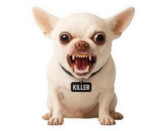 Angry White Chihuahua (8"x10") Funny Dog Kiss-Cut Vinyl Decal, Decal for Dog Lovers, Animal Lovers Gift, Cute Decor, Pet Themed Sticker