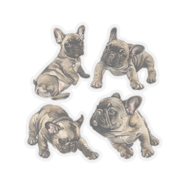 Kiss-Cut Stickers features Brindle French Bull dogs! Seal your next envelope with one of these adorable Brindle Frenchie dog stickers!