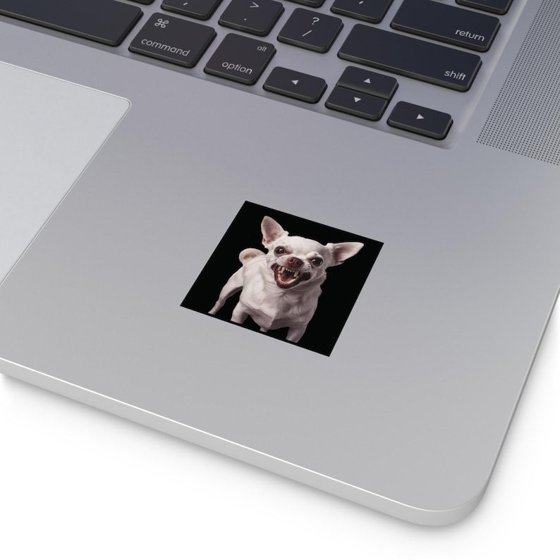 Chihuahua Sticker, Cute Angry White Chihuahua Dog Decal, Gift for ...