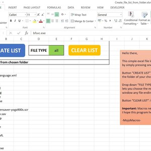 Excel Template - Create List of Files From Folder - Etsy