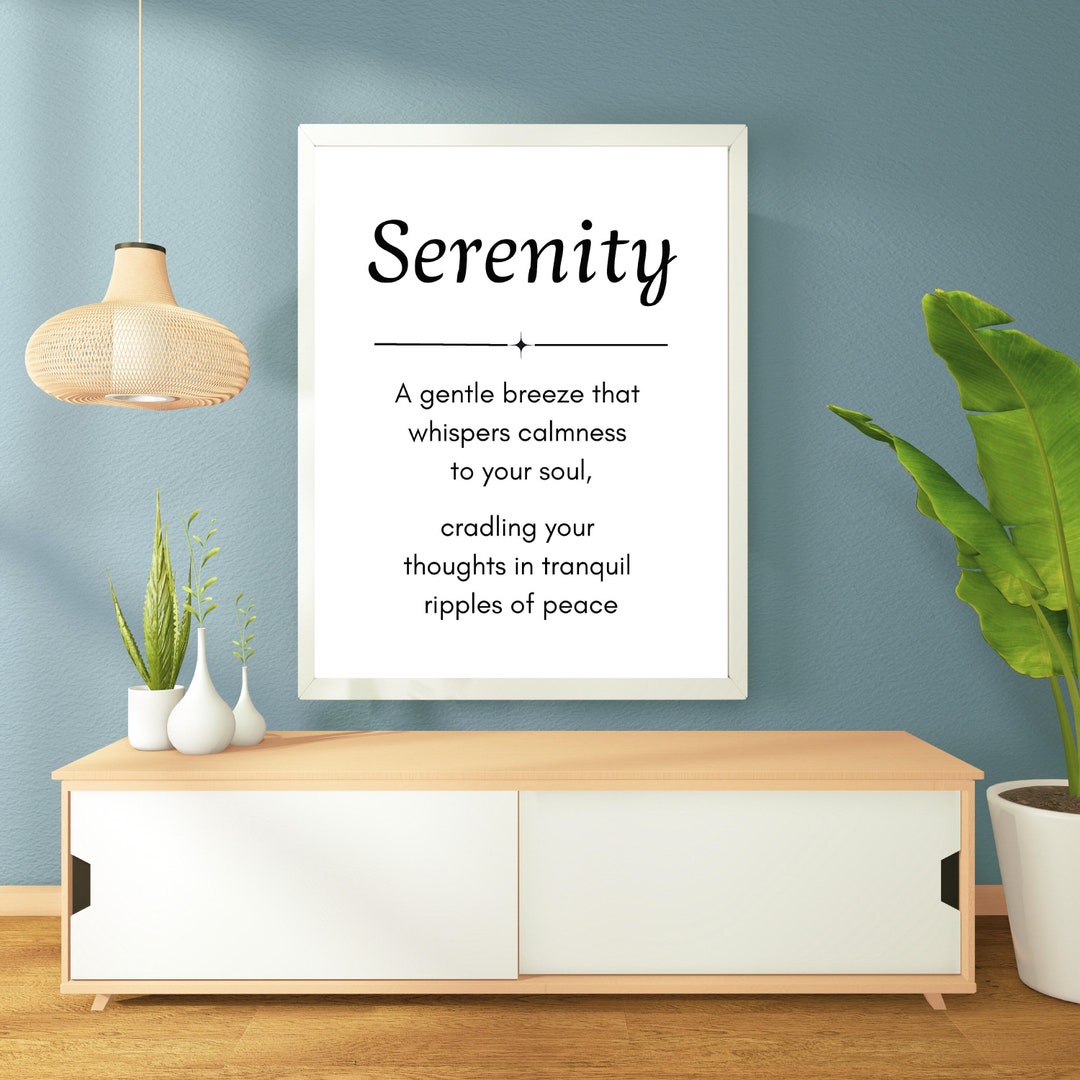 Serenity Definition Black and White Wall Art Printable Wall Art Décor